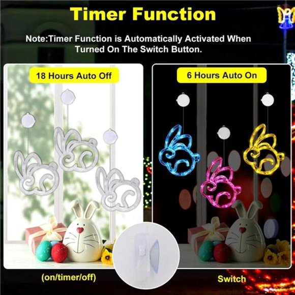 3Pack Easter Window Lights Easter Bunny Lights Decorations Battery Operated - Picture 5 of 7